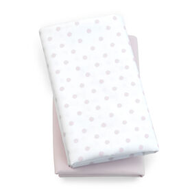 Lullaby Playard Fitted Sheet, 2-Pack in Pink Dot